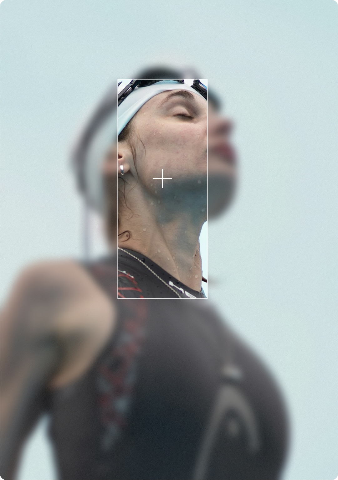 Triathlete in focus, with contextual scan overlay
